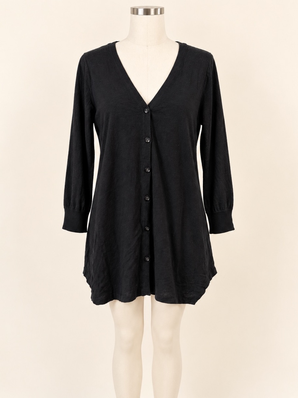 Jules & Leopold Black Button Front Longline Cardigan Sweater Medium V Neck